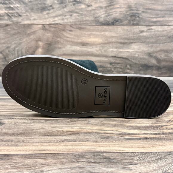 NIB Blondo 8.5M Waterproof Emilia Black Nubuck Slide Flat Sandals Jute Trim - Picture 8 of 12